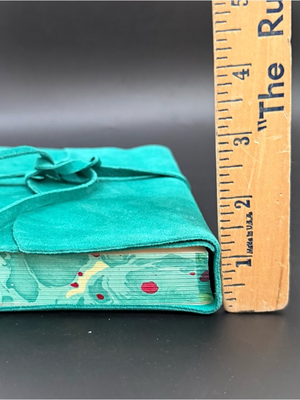 PAPYRUS Luxurious Italian Teal Green Suede Leather Journal Diary Notebook - Picture 10 of 16